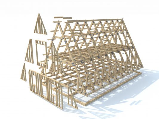 Схема каркаса A-frame house